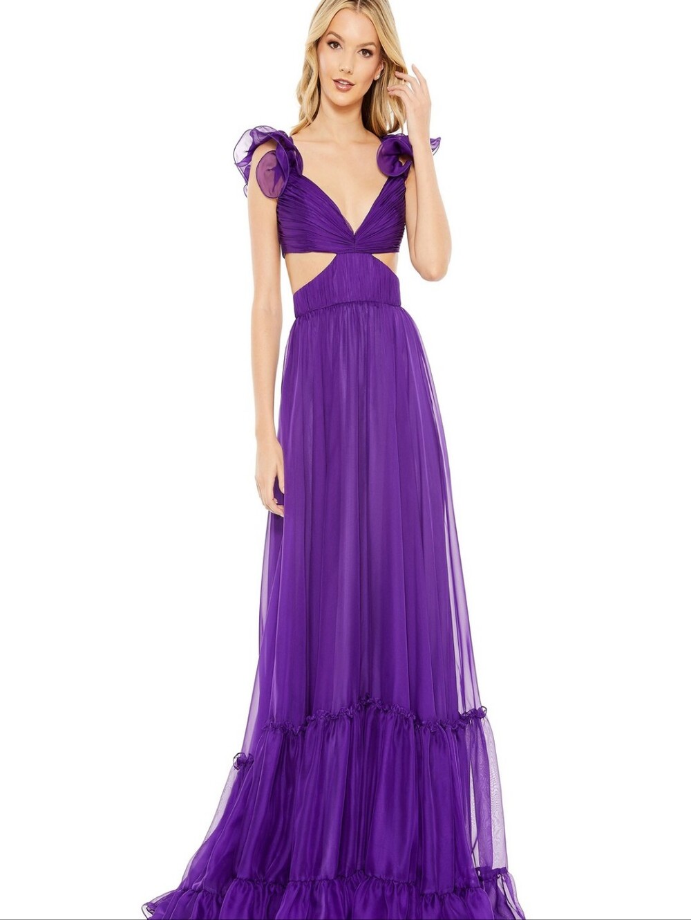 Mac Duggal Deep Purple Flowing Gown with Branded Tag